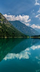Preview wallpaper lake, mountains, slope, reflection, landscape