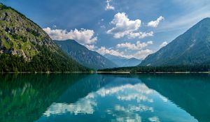 Preview wallpaper lake, mountains, slope, reflection, landscape
