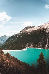 Preview wallpaper lake, mountains, slopes, trees, landscape