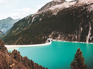 Preview wallpaper lake, mountains, slopes, trees, landscape
