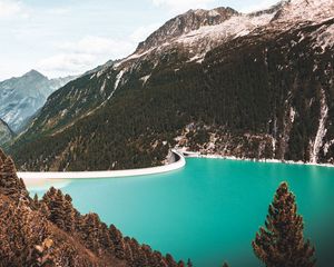 Preview wallpaper lake, mountains, slopes, trees, landscape