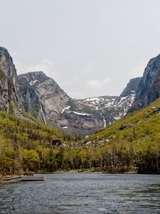 Preview wallpaper lake, mountains, slopes, nature