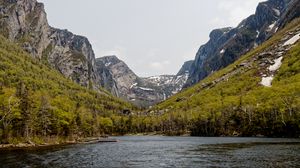 Preview wallpaper lake, mountains, slopes, nature