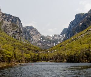 Preview wallpaper lake, mountains, slopes, nature