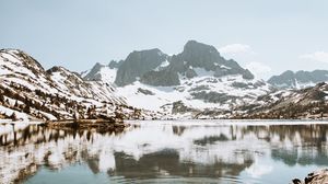 Preview wallpaper lake, mountains, snow, landscape, winter
