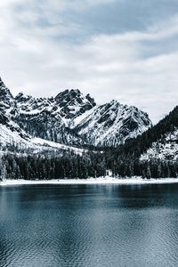 Preview wallpaper lake, mountains, snow, winter, nature