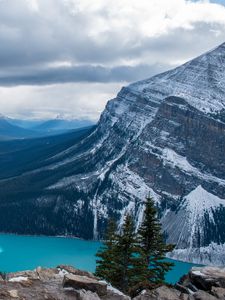 Preview wallpaper lake, mountains, snow, landscape, nature