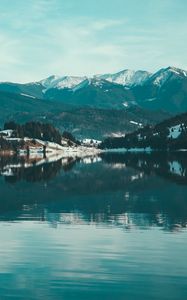 Preview wallpaper lake, mountains, snow-covered, romania