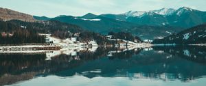 Preview wallpaper lake, mountains, snow-covered, romania