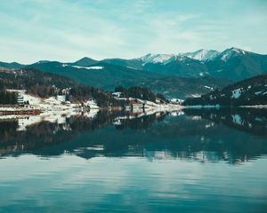 Preview wallpaper lake, mountains, snow-covered, romania