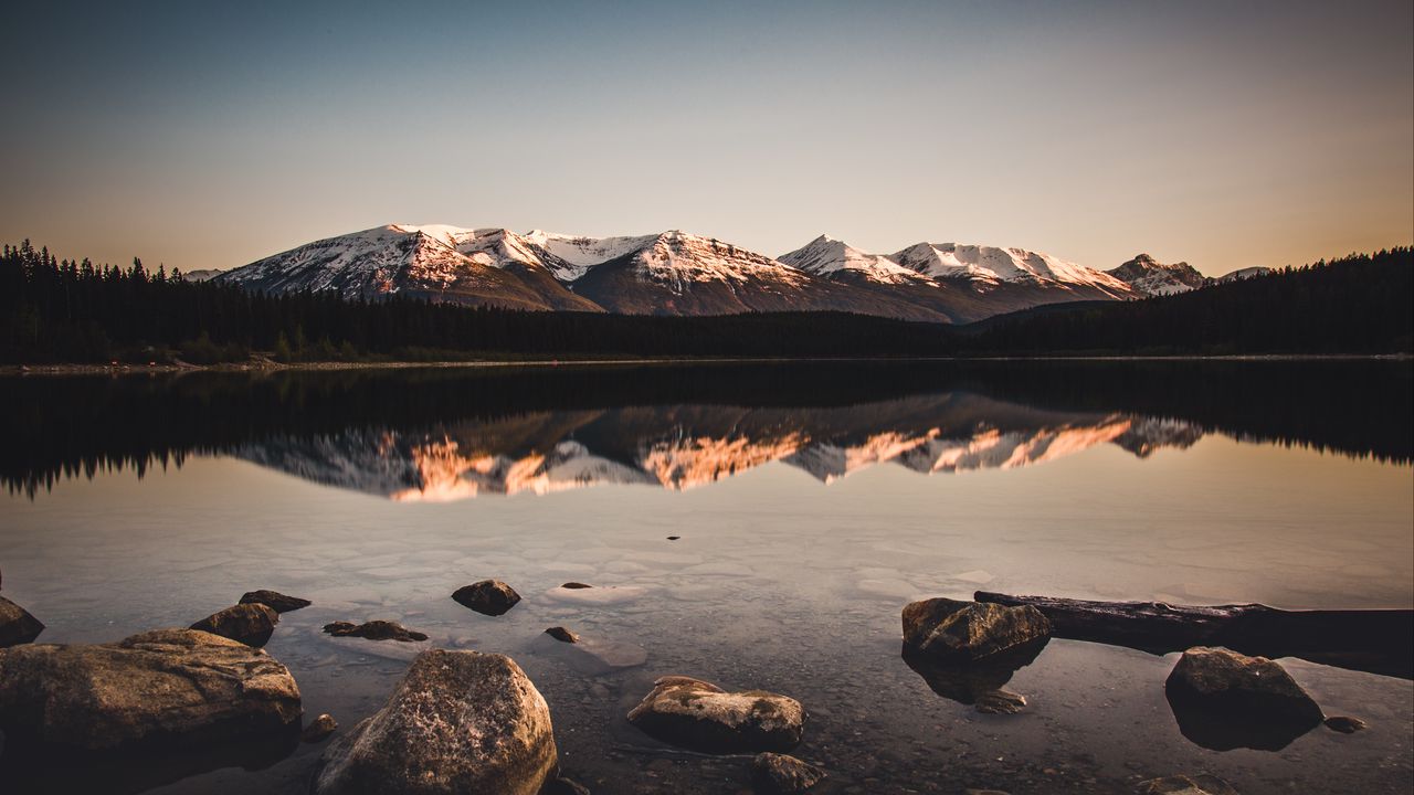 Wallpaper lake, mountains, stones, reflection, landscape