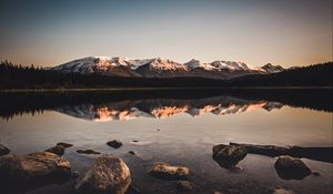 Preview wallpaper lake, mountains, stones, reflection, landscape