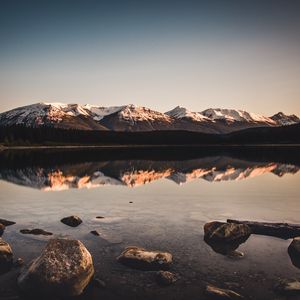 Preview wallpaper lake, mountains, stones, reflection, landscape