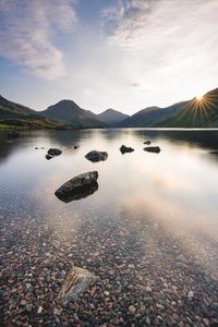Preview wallpaper lake, mountains, stones, water, landscape