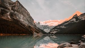 Preview wallpaper lake, mountains, stones, water, reflection