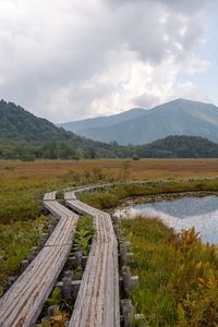 Preview wallpaper lake, mountains, trail, nature, landscape