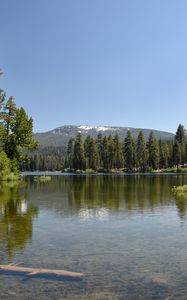Preview wallpaper lake, mountains, trees, forest, reflection, landscape