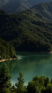 Preview wallpaper lake, mountains, trees, landscape, italy