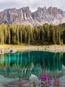 Preview wallpaper lake, mountains, trees, landscape, mountain landscape, italy
