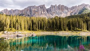 Preview wallpaper lake, mountains, trees, landscape, mountain landscape, italy