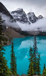 Preview wallpaper lake, mountains, trees, clouds, landscape