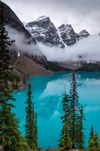 Preview wallpaper lake, mountains, trees, clouds, landscape