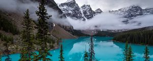 Preview wallpaper lake, mountains, trees, clouds, landscape
