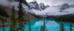 Preview wallpaper lake, mountains, trees, clouds, landscape