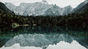 Preview wallpaper lake, mountains, trees, landscape, reflection