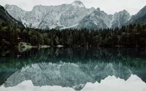 Preview wallpaper lake, mountains, trees, landscape, reflection