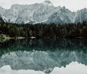 Preview wallpaper lake, mountains, trees, landscape, reflection