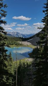 Preview wallpaper lake, mountains, trees, valley, landscape