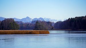 Preview wallpaper lake, mountains, trees, landscape, nature