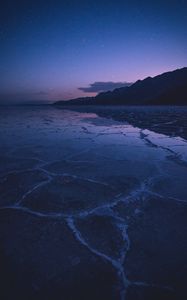 Preview wallpaper lake, mountains, twilight, starry sky, water, surface