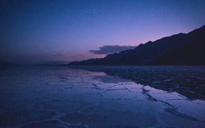 Preview wallpaper lake, mountains, twilight, starry sky, water, surface