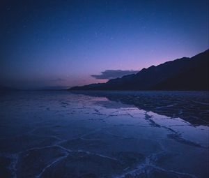 Preview wallpaper lake, mountains, twilight, starry sky, water, surface