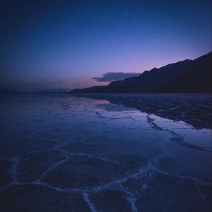 Preview wallpaper lake, mountains, twilight, starry sky, water, surface