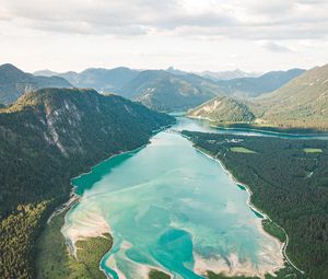 Preview wallpaper lake, mountains, valley, distance