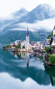 Preview wallpaper lake, mountains, village, hallstatt, austria