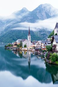 Preview wallpaper lake, mountains, village, hallstatt, austria