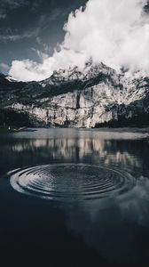 Preview wallpaper lake, mountains, water, oeschinensee, kandersteg, switzerland