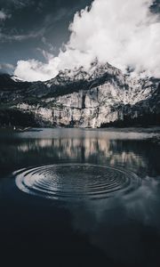 Preview wallpaper lake, mountains, water, oeschinensee, kandersteg, switzerland