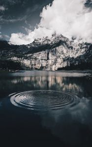 Preview wallpaper lake, mountains, water, oeschinensee, kandersteg, switzerland