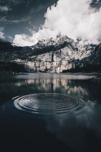 Preview wallpaper lake, mountains, water, oeschinensee, kandersteg, switzerland