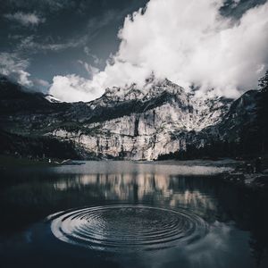 Preview wallpaper lake, mountains, water, oeschinensee, kandersteg, switzerland