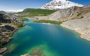 Preview wallpaper lake, mountains, water, blue, snow