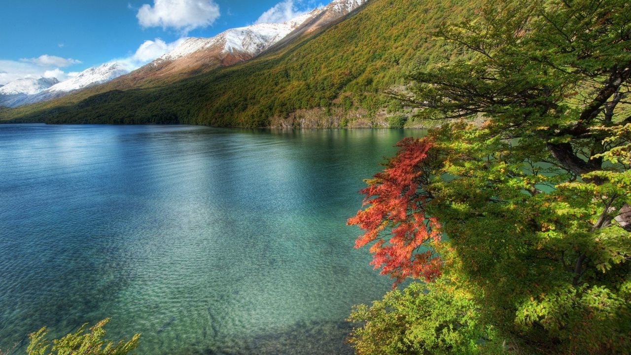 Wallpaper lake, mountains, water table, transparent