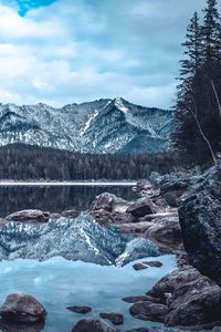 Preview wallpaper lake, mountains, winter, reflection