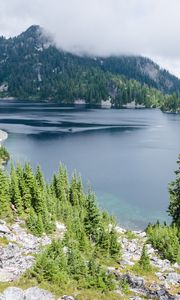 Preview wallpaper lake, nature, mountains, trees