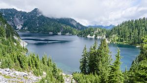 Preview wallpaper lake, nature, mountains, trees
